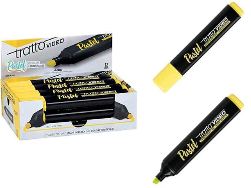FILA TRATTO EVIDENZIATORE VIDEO PASTEL GIALLO LIMONE 12 Pz